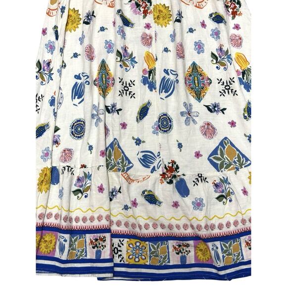 Label Of Love Linen Blend Maxi Dress White Multicolor Print Boho Summer XL - Picture 6 of 10